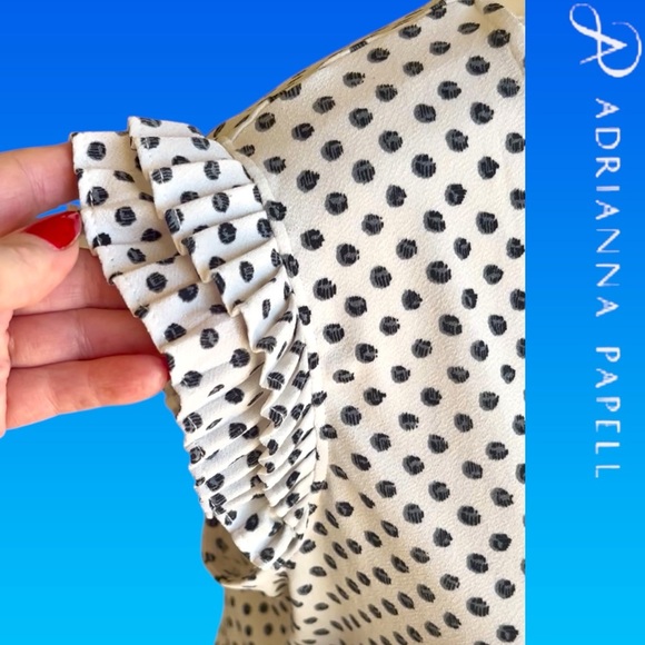 Black and White Ruffled Relaxed Blouse - Picture 5 of 11